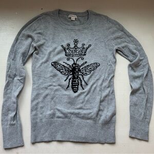 Merona Gray Crewneck Sweater with Bee and Crown Motif